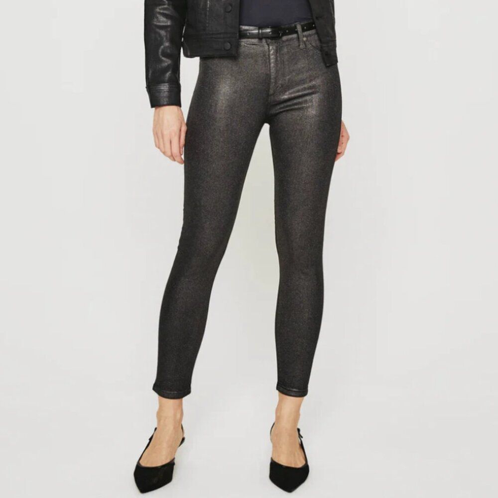 AG Adriano Goldschmied Farrah Ankle High Rise Skinny in Luminous Gunmetal size32